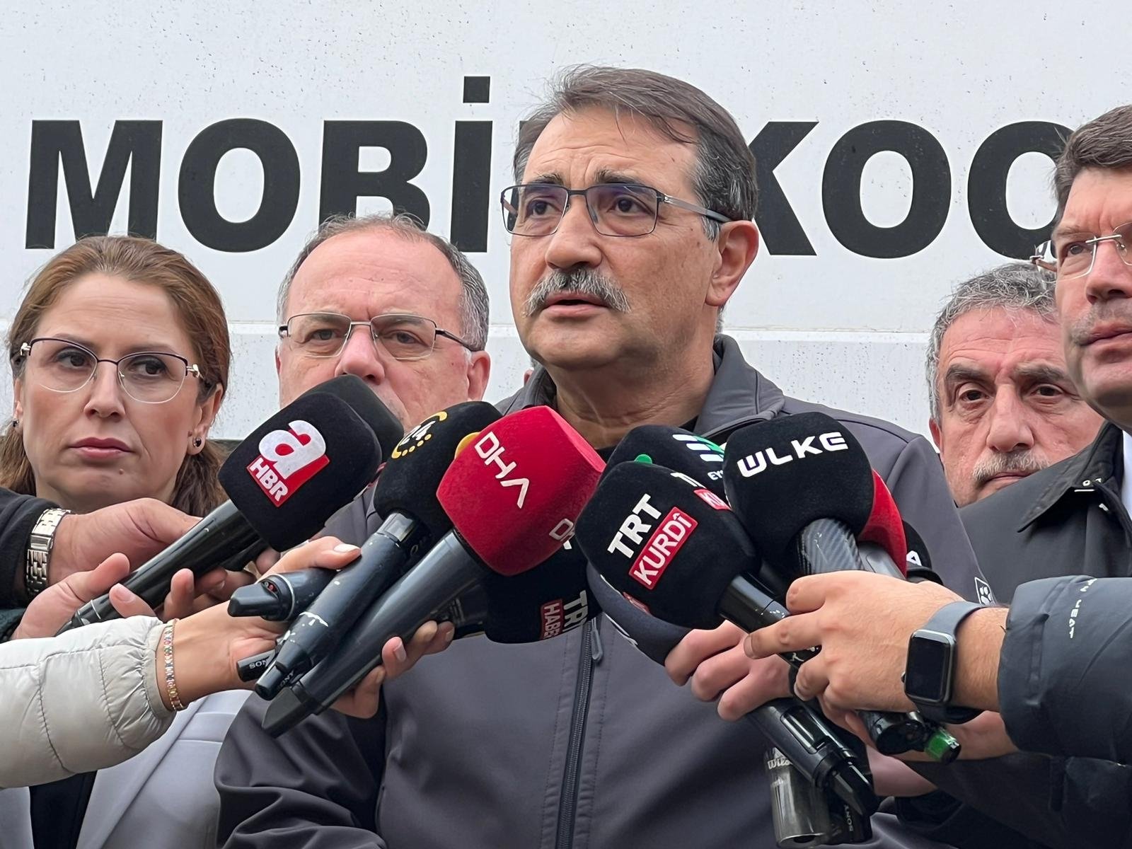 Energy Minister Fatih Dönmez speaks to the media at the site of the mine accident in Bartın, northern Türkiye, Oct. 16, 2022. (DHA Photo)