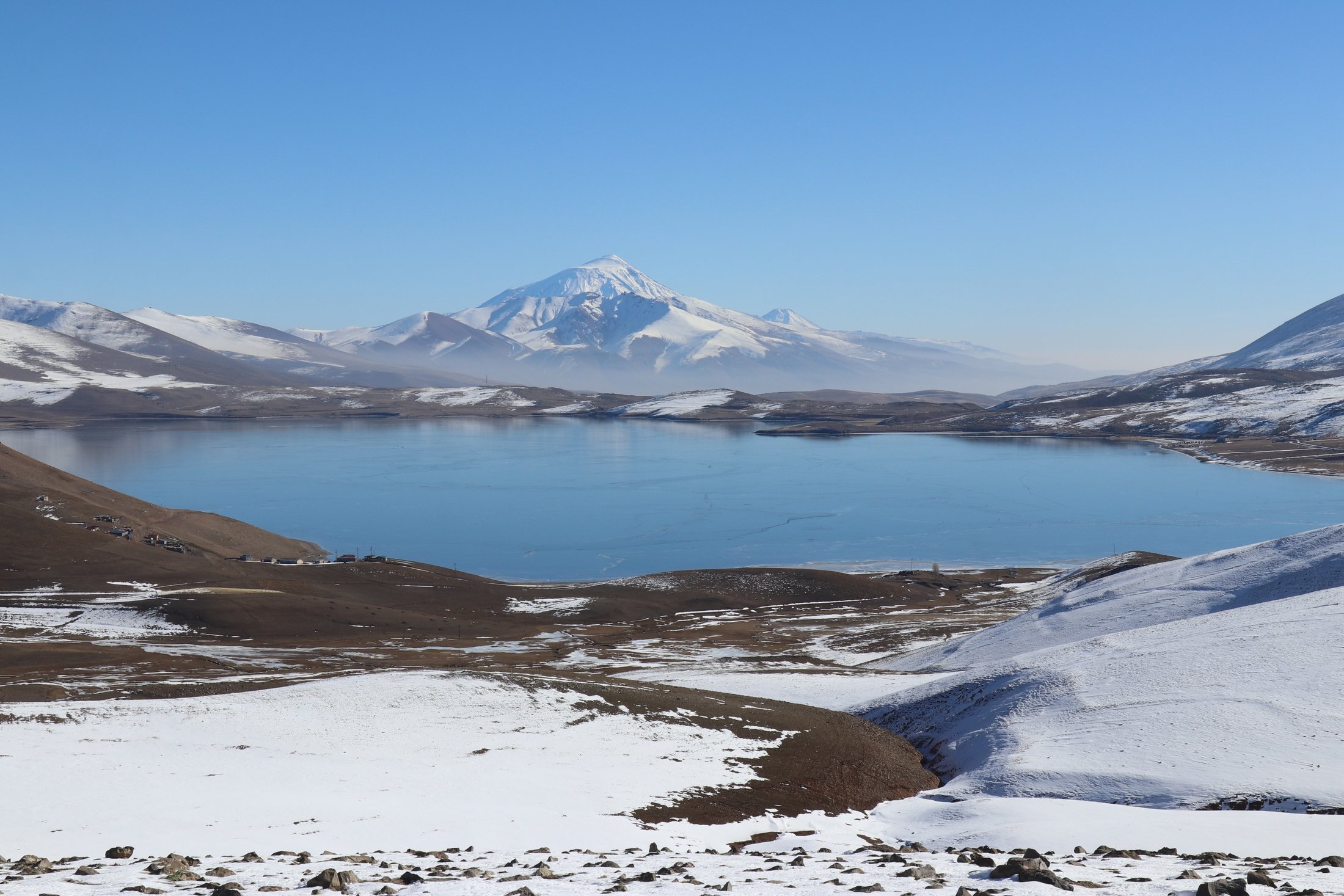 Lake Balık is seen fully frozen, Ağrı, Türkiye, Jan. 5, 2022. (AA Photo)