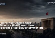 Et ukrainsk ubemannet luftfartøy (UAV) med fem kilogram eksplosiver styrtet og